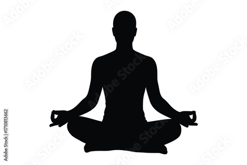 Silhouette of a person meditating in a lotus pose