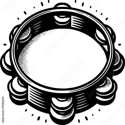 Musical Serenity: A meticulously crafted image showcases a detailed tambourine, radiating with rhythmic energy, designed to evoke the harmony and rhythm of musical expression.