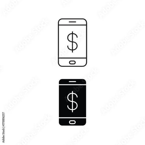 Mobile Payment Icon Vector — Smartphone Banking and Money Transfer Symbol