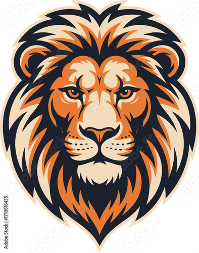 Majestic Lion Head Vector Illustration with Bold Colors and Sharp Lines Representing Strength and Royalty Perfect for Logos and Branding Powerful and Striking