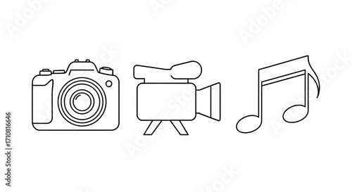 Multimedia Outline Icons Set