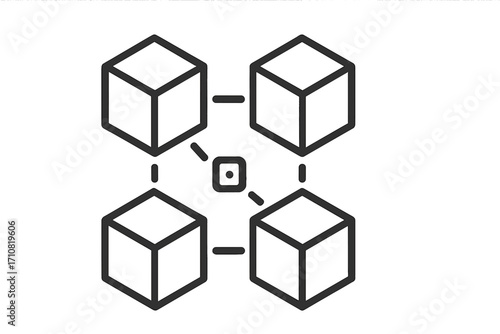 Blockchain technology line icon. Decentralized block chain, crypto data network concept. Fintech, web3, and cryptocurrency transaction symbol. Vector financial illustration.