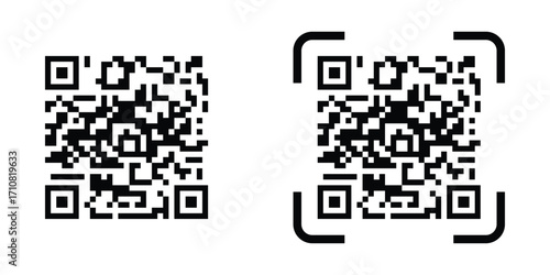 Simple black QR code icon with clean lines, ready for print and web use.