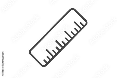 Ruler icon, linear style vector. Instrument for measuring length, size, and distance. School and office supply tool for math, geometry, or engineering. Precision instrument.