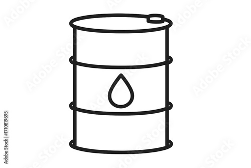Oil barrel line icon. Crude oil, petroleum, and gasoline symbol. Fuel, energy, and power industry concept. Fossil fuel price, economy crisis, and resource vector sign.