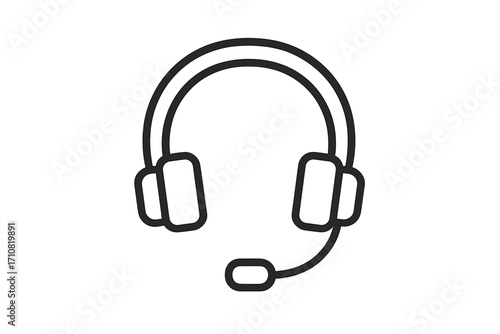 Headset icon for customer service and support. Call center or hotline operator symbol. Helpdesk, telemarketing, and communication concept. Vector headphone with mic.