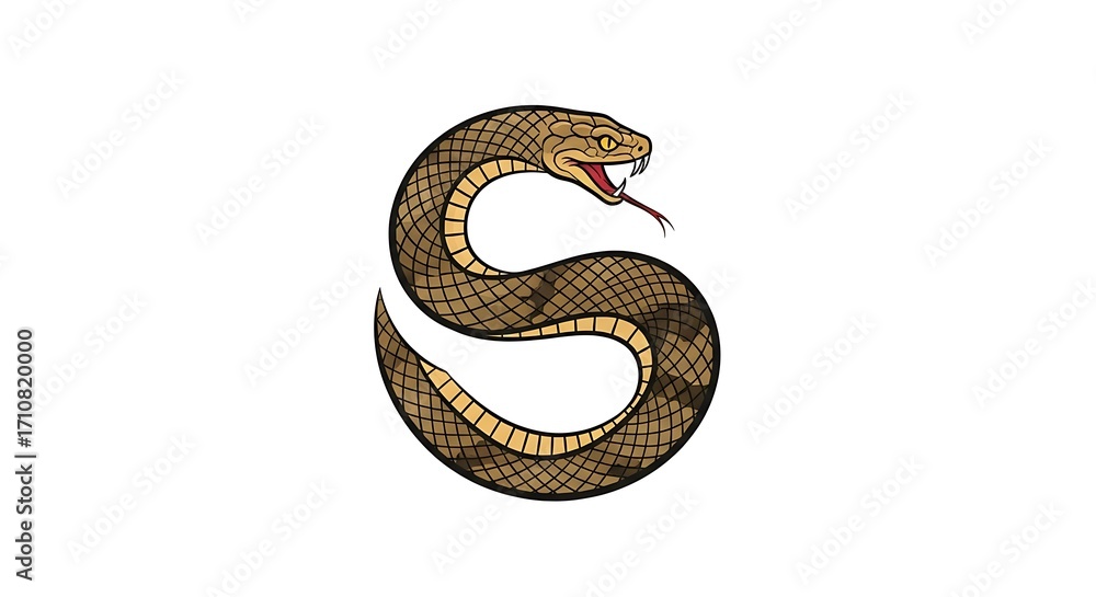 Obraz premium Coiled Rattlesnake Illustration - A Symbol of Danger and Alertness.