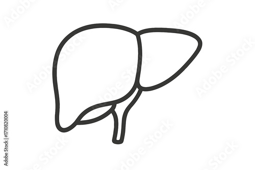 Liver icon. Human internal organ symbol. Simple line art for medical and healthcare concepts. Anatomy and biology vector. Hepatology, digestion, and gastroentology sign.