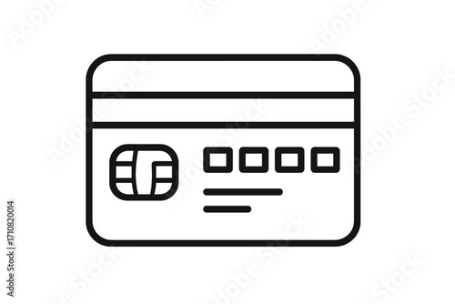 Credit card line icon for payment. Vector debit card symbol. Banking, finance, and shopping concepts. Secure transaction and purchase pictogram for web and mobile design.
