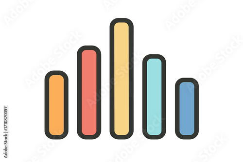Modern bar chart vector icon. Colorful graph for data visualization. Statistical analysis symbol for financial report. Business growth infographic element. Progress chart.