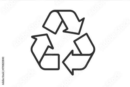 Recycle icon in a simple linear style. Ecology and environment conservation symbol. Vector illustration of the universal recycling logo. Concept of sustainability and reuse.