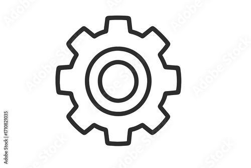 Gear icon vector. Cogwheel symbol for settings menu. Mechanical engineering pictogram. Simple outline illustration for web and app design. Industrial technology concept. Setup.