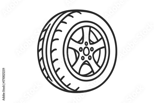 Car wheel line icon. Automobile tire, vehicle alloy rim symbol. Auto service, repair shop pictogram. Automotive part simple vector illustration for transport graphic design.