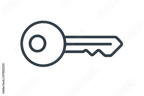 Key icon symbol of access, security, and opportunity. Simple line art for concepts like house, real estate, login, password, privacy, safety, and finding a solution.