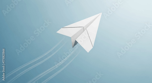 Classic white paper airplane, meticulously folded with sharp creases, ready for flight.