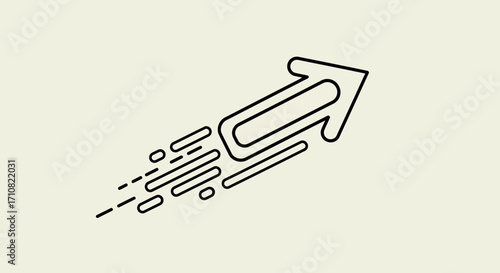 Dynamic Black Outline Arrow with Speed Lines, Directional Graphic Element