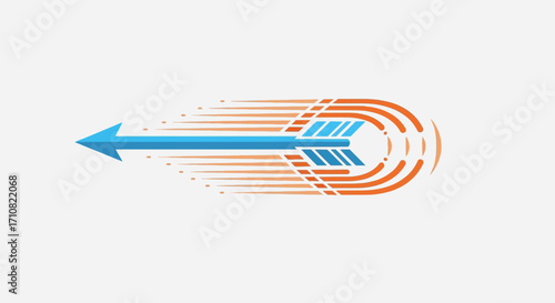 Dynamic Forward-Moving Arrow Design with Orange and Blue