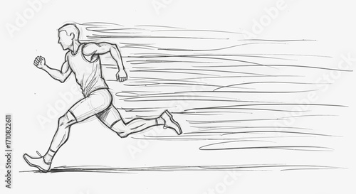 Running Man in Dynamic Sketch Style
