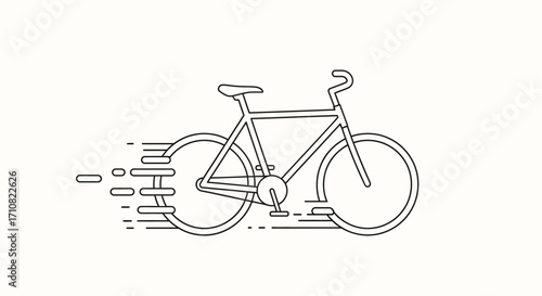 Simple Line Art Illustration of a Fast Bicycle