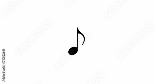 Single Eighth Note Symbol in Black Color on White Background