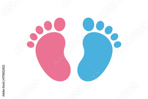 Pink and blue baby footprints symbolizing new life