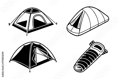 set of camping icons