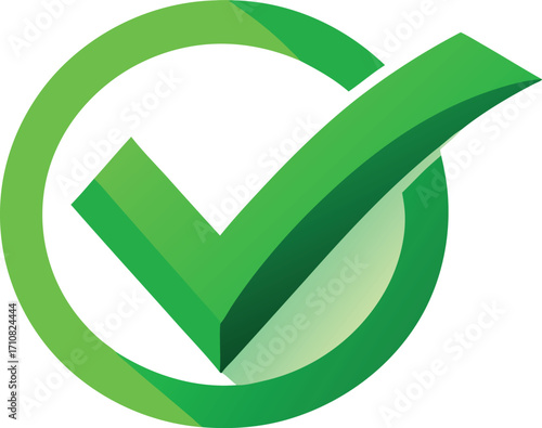 Vector art of green check mark, symbolizing approval, confirmation, and positive validation for tasks, lists, and general agreements