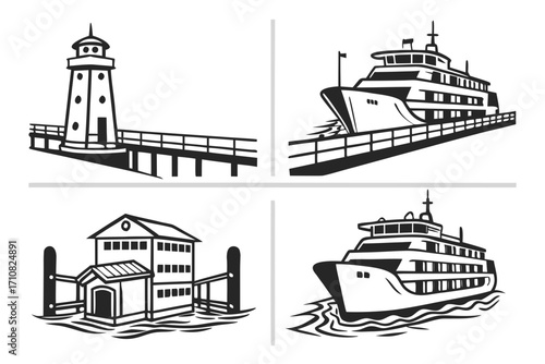 vector illustration of a ship