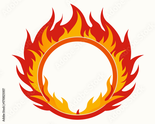 Circle Fire vector frame vector on white background