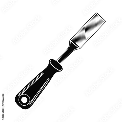 Vintage hand drawn illustration of a woodworking chisel