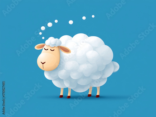 Wallpaper Mural cartoon vector illustration of a sheep with a cloud, dreaming, soft ideas, comfort Torontodigital.ca