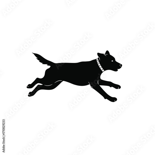 A leaping dog in mid air captured as a striking outline silhouette