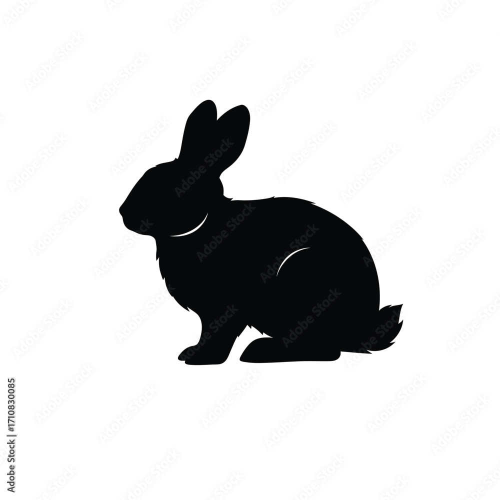 A dark rabbit form sits peacefully captured as a striking silhouette A dark rabbit form sits peacefully captured as a striking silhouette