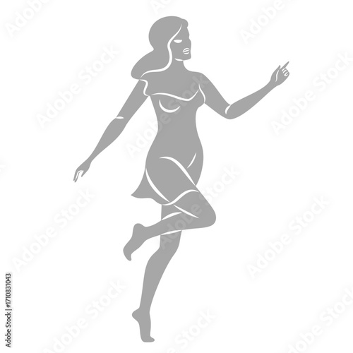 Silhouette of a woman in style. The girl is slender and beautiful. Lady is suitable for aesthetic decor, posters, stickers, logo. Vector illustration.