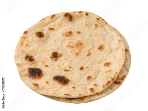 Freshly baked roti isolated on transparent background