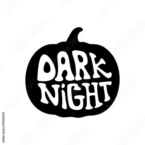 Dark night pumpkin silhouette with bold Halloween typography design