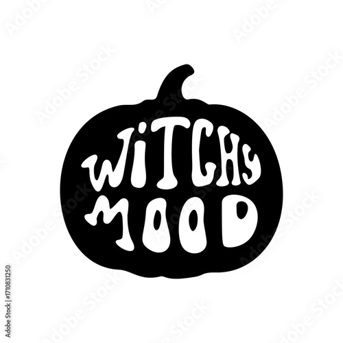 Witchy mood pumpkin silhouette design for Halloween decor or seasonal crafting