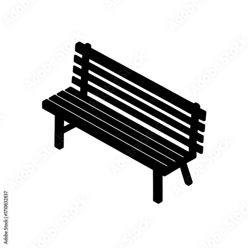 Isometric view of a bench on transparent background silhouette