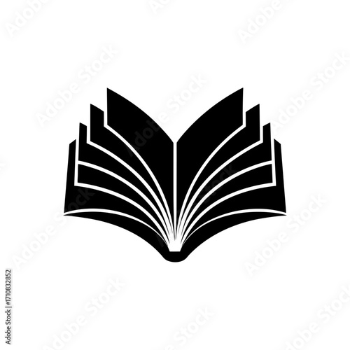 Open book silhouette art on transparent background
