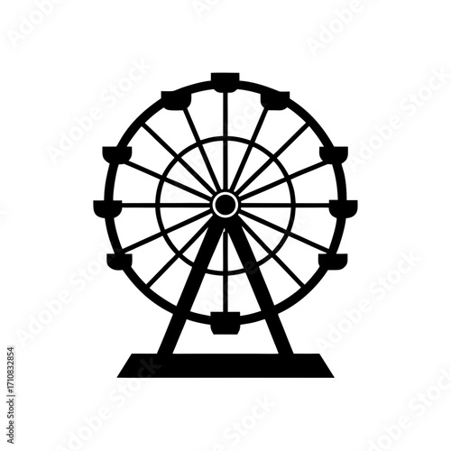 Silhouette ferris wheel on transparent background