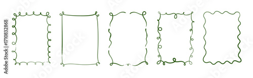 Hand-drawn red borders for wedding invitations quirky trendy frame. Whimsical frames for birthday card, squiggly and wavy borders. Minimalist line art design
