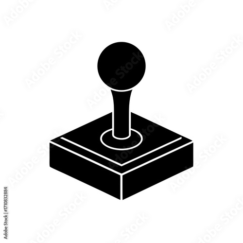 Classic arcade joystick on transparent background silhouette