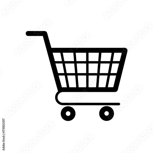 Simple shopping cart icon on transparent background silhouette