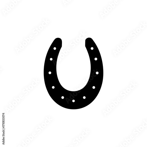 Black horseshoe with holes on transparent background silhouette