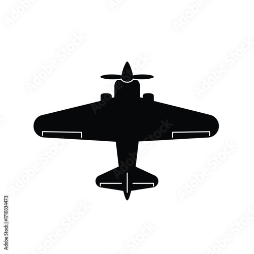 Detailed black airplane design viewed from above striking visual silhouette