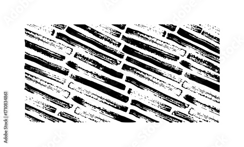 Black and White Brush Stroke Pattern with Diagonal Lines
