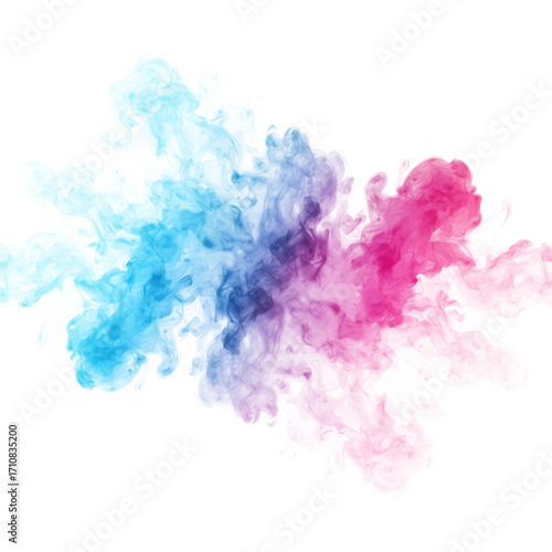 Colorful Abstract Smoke Explosion of Blue Pink and Purple Hues on Black graphic design isolated on a transparent background