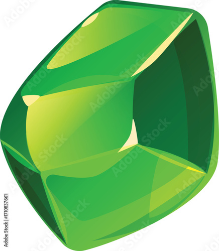 Shiny orange gemstone illustration with faceted surface, elongated marquise shape, and reflective highlights design