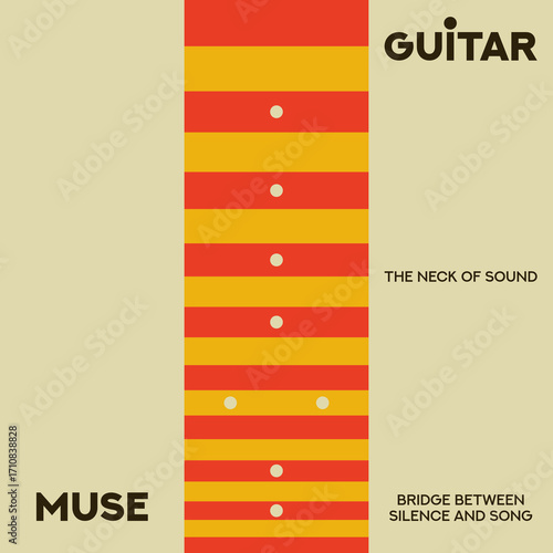 Guitar Fretboard Vector Illustration. Music background. Guitar neck. 