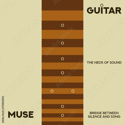 Guitar Fretboard Vector Illustration. Music background. Guitar neck. 
